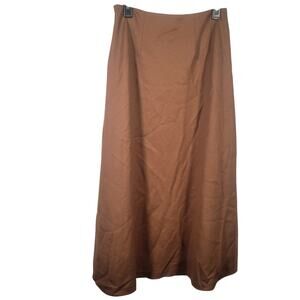Vtg. Chadwick's 100% Wool A-Line Maxi Skirt Lined Brown Sz. 8 Side Zip Classic